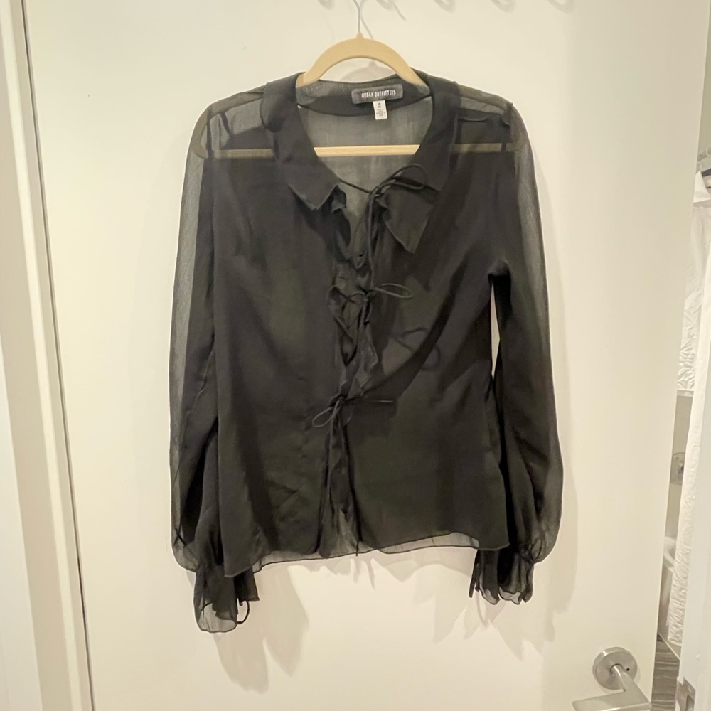 Urban Outfitters Black Puff Sleeve Blouse